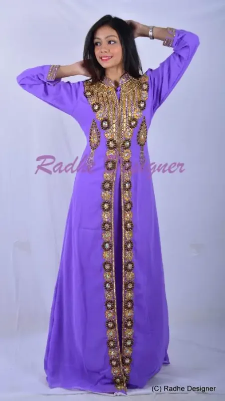 Picture of Radhe Designer White Georgette Kaftan Dress for Women - Y257