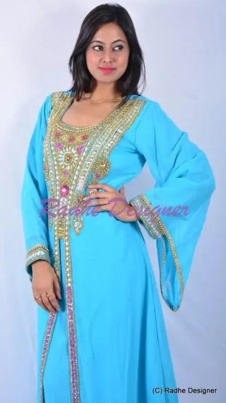 Picture of Classic Blue Georgette Farasha Dress for Women
