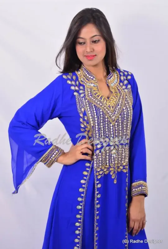 Picture of Radhe Designer White Georgette Kaftan Dress for Women - Y671
