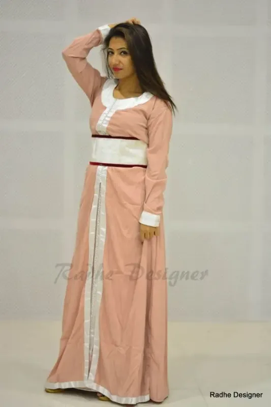 Picture of Radhe Designer Pink Cotton Kaftan Dress for Women - Y939
