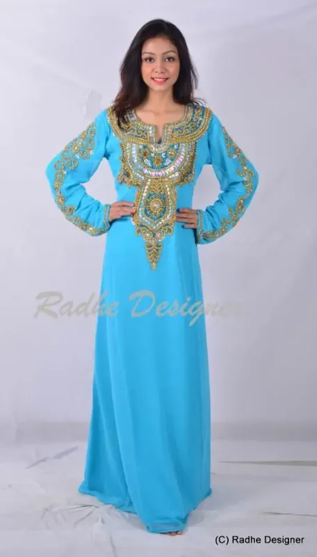 Picture of Radhe Designer White Georgette Kaftan Dress for Women - Y909