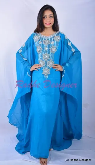 Picture of dubai fancy hand embroidery design dress,abaya,jil ,y83