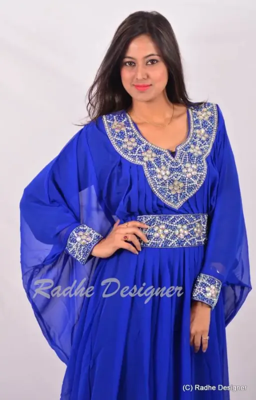 Picture of Radhe Designer White Georgette Kaftan Dress for Women - Y682