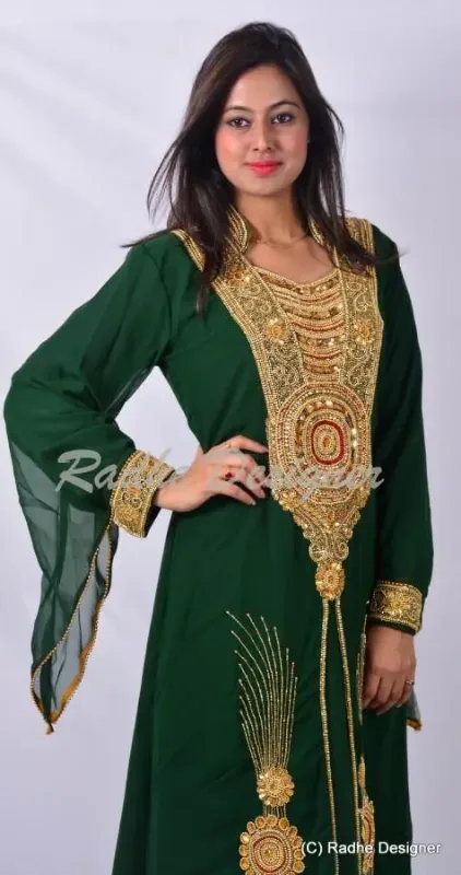 Picture of Radhe Designer Yellow Georgette Kaftan Dress for Women - Y901