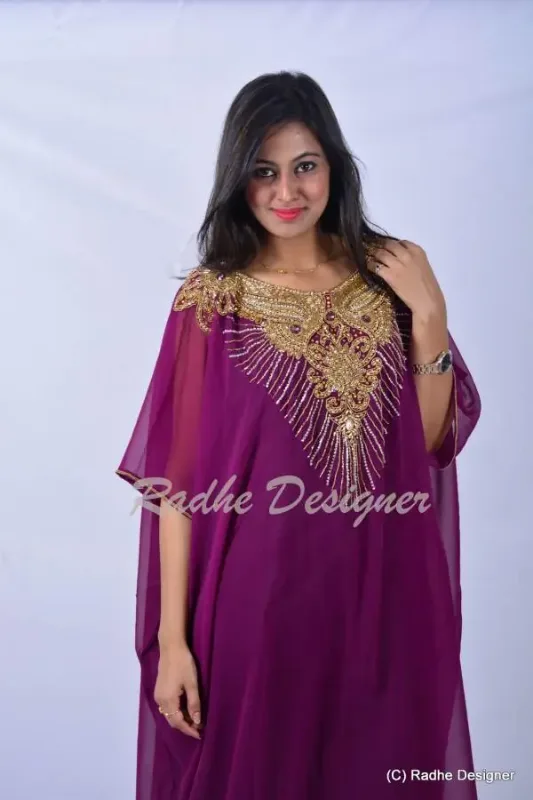 Picture of Radhe Designer Purple Georgette Kaftan Dress for Women - Y908