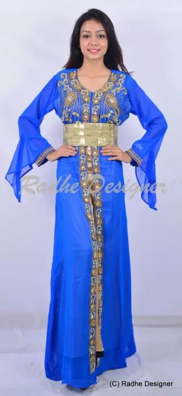 Picture of Radhe Designer White Georgette Kaftan Dress for Women - Y773