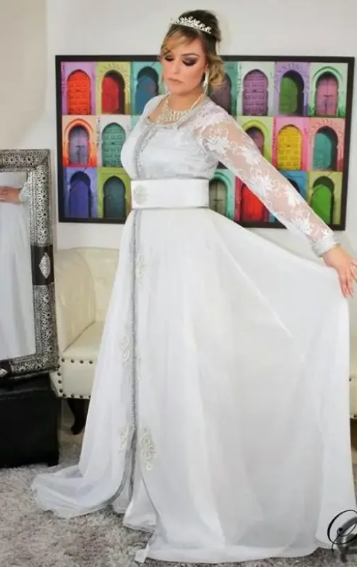 Picture of Radhe Designer White Georgette Kaftan Dress for Women - F10116