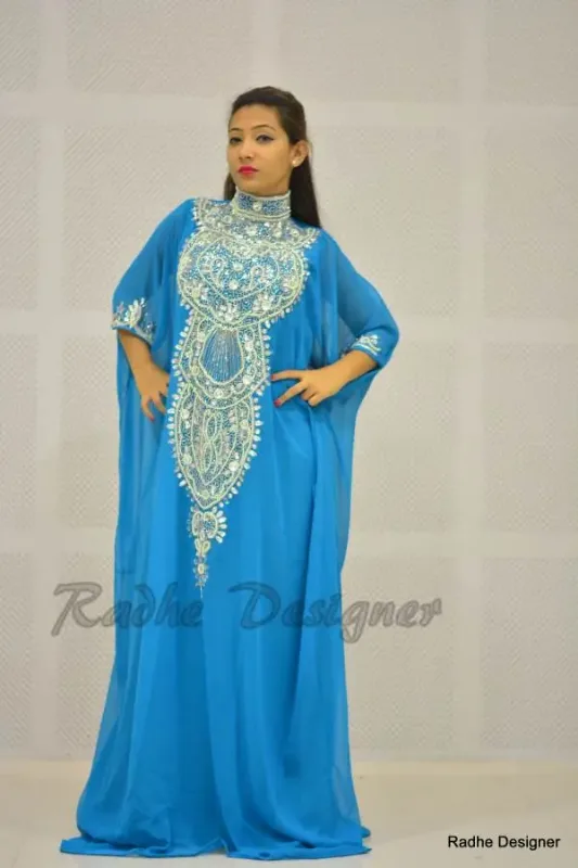 Picture of Radhe Designer Black Georgette Kaftan Dress for Women - Y543