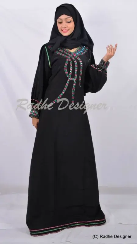 Picture of Radhe Designer Black Georgette Kaftan Dress for Women - Y651