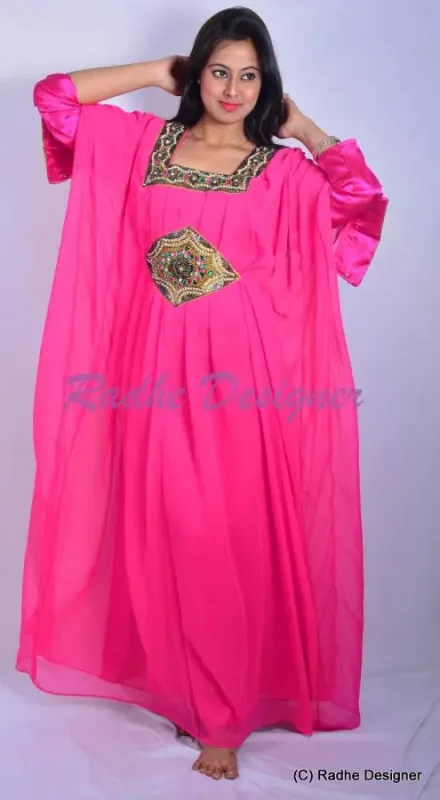 Picture of Multicolor Georgette Farasha Dress for Women - Abstract Print Graceful A Line Style