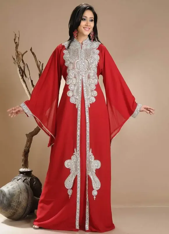 Picture of Radhe Designer White Georgette Kaftan Dress for Women - F10592