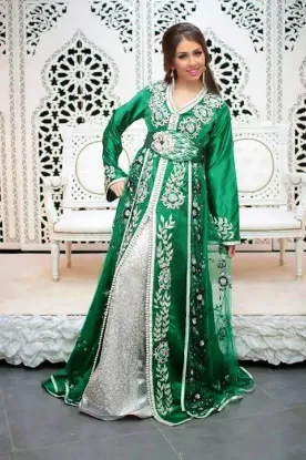 Picture of dubai jilbab cut work hand embroidery full length dress