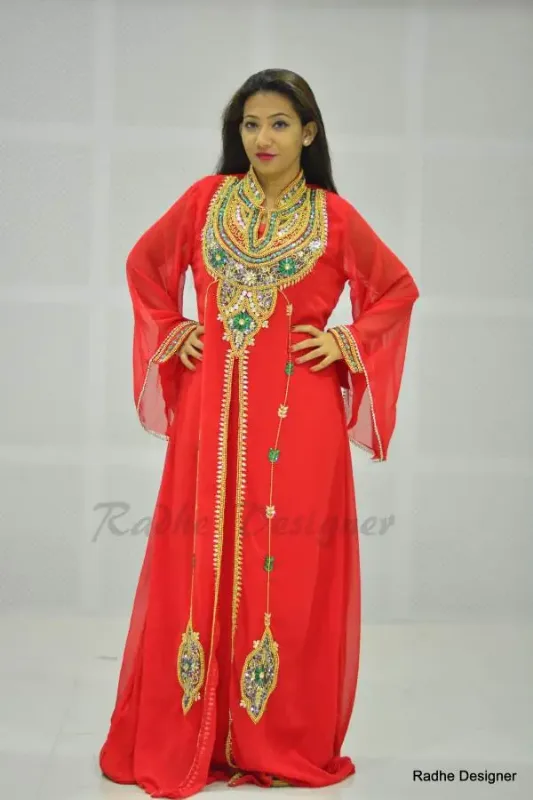 Picture of Radhe Designer White Georgette Kaftan Dress for Women - Y586