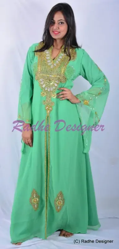 Picture of Radhe Designer Yellow Georgette Kaftan Dress for Women - Y272