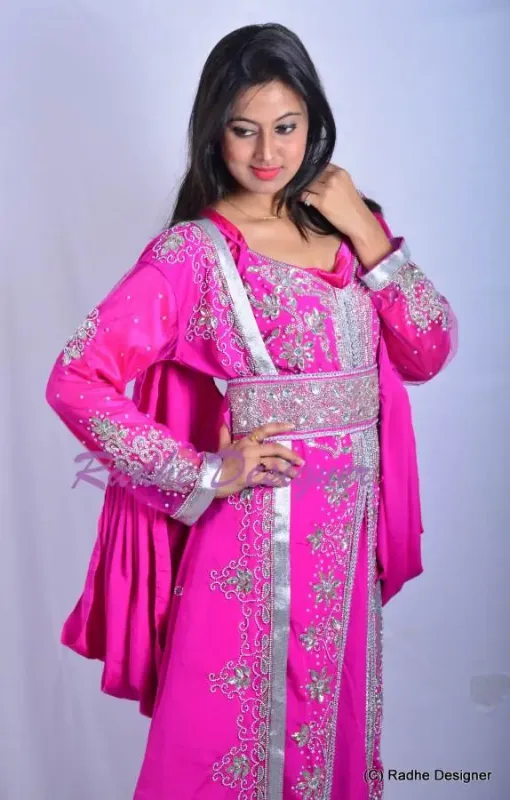 Picture of Black Georgette Farasha Dress for Women - Floral Longline Flowing Style