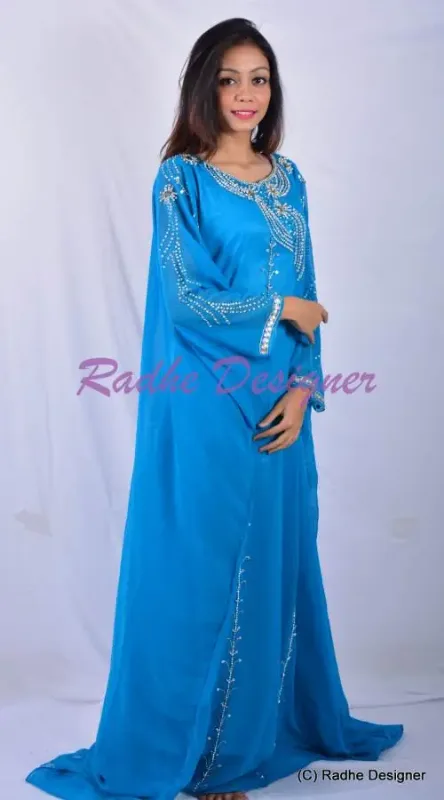 Picture of Radhe Designer Blue Georgette Kaftan Dress for Women - Y933