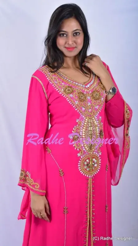 Picture of Radhe Designer Multicolor Georgette Kaftan Dress for Women - Y231