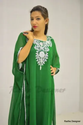 Picture of dubai modern bridal kaftan short sleeve wedding gow