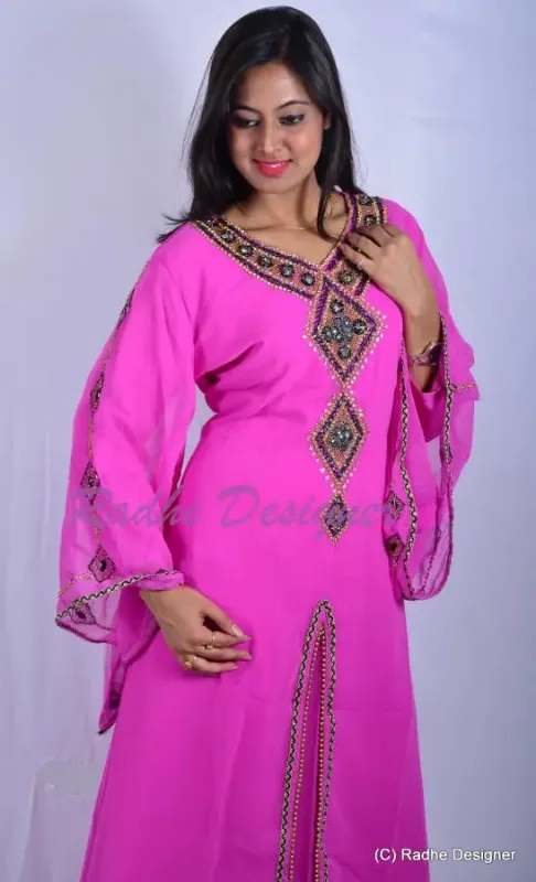 Picture of Multicolor Georgette Farasha Dress for Women - Floral Stylish Occasion Look