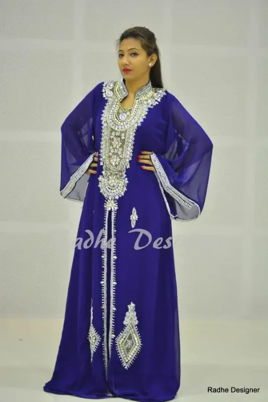 Picture of Radhe Designer White Georgette Kaftan Dress for Women - Y410