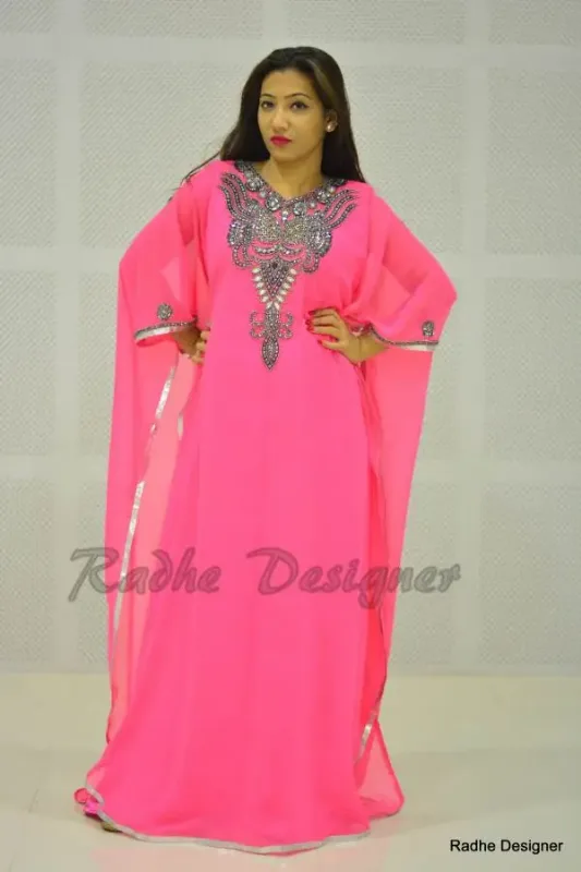Picture of Radhe Designer Black Georgette Kaftan Dress for Women - Y513