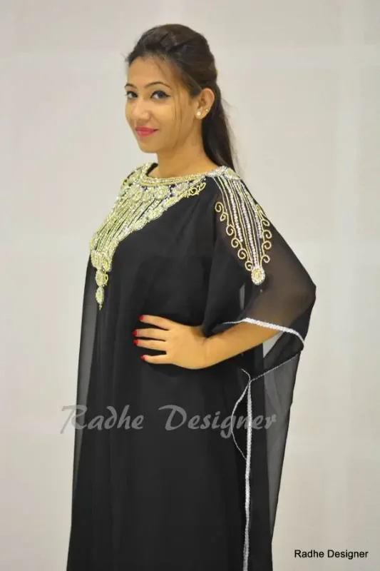 Picture of Radhe Designer White Georgette Kaftan Dress for Women - Y342