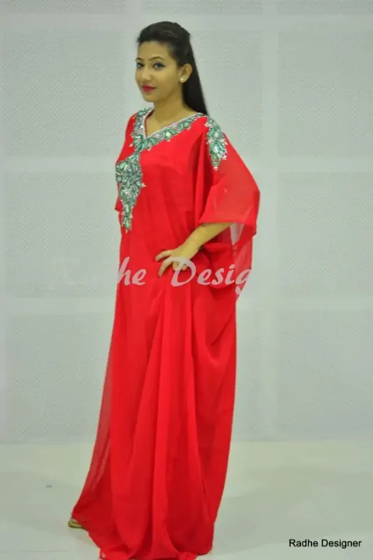 Picture of Radhe Designer Yellow Georgette Kaftan Dress for Women - Y408