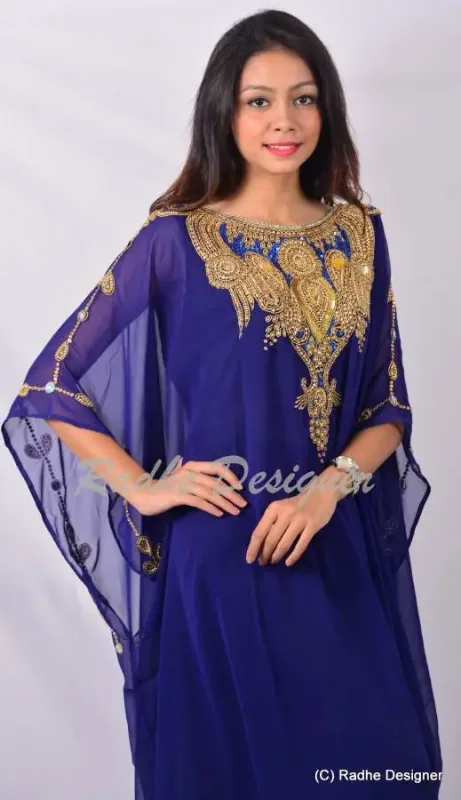 Picture of Radhe Designer Black Georgette Kaftan Dress for Women - Y838