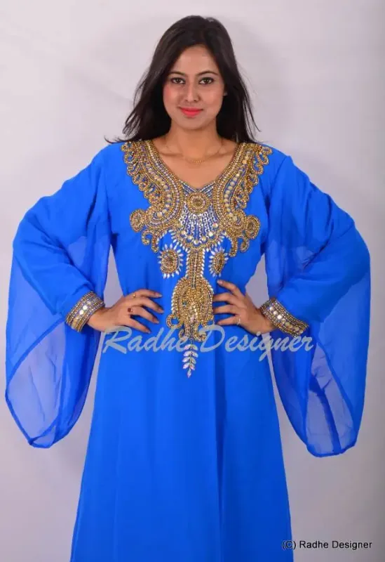 Picture of Radhe Designer Yellow Georgette Kaftan Dress for Women - Y697