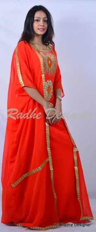 Picture of Radhe Designer Multicolor Georgette Kaftan Dress for Women - Y860