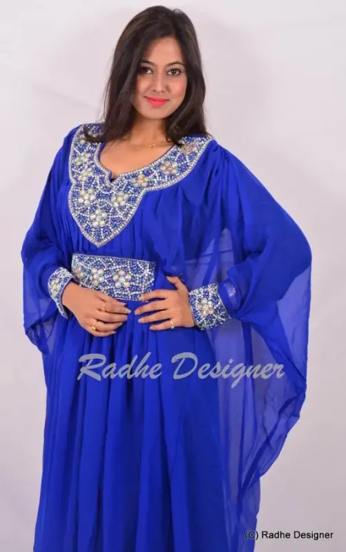 Picture of Radhe Designer Yellow Georgette Kaftan Dress for Women - Y680