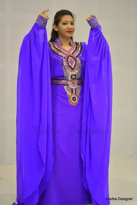Picture of Radhe Designer Multicolor Georgette Kaftan Dress for Women - Y562