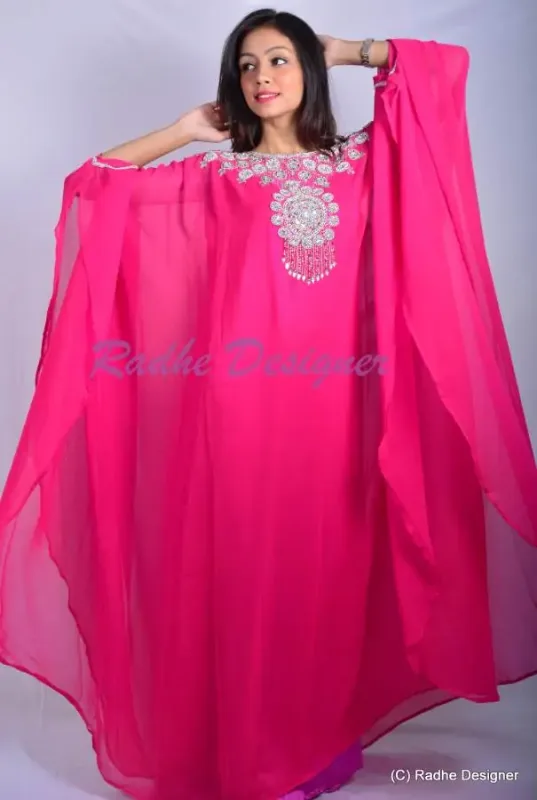 Picture of Multicolor Georgette Farasha Dress for Women - Floral Elegant Draped Look