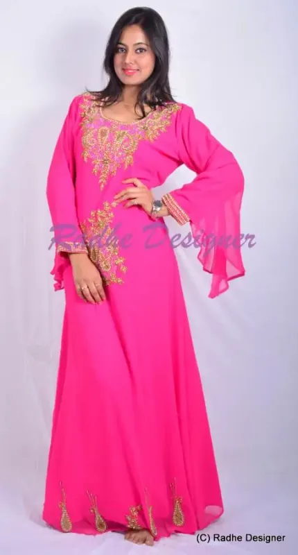 Picture of Radhe Designer Red Georgette Kaftan Dress for Women - Y32