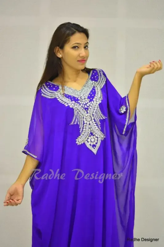 Picture of Multicolor Georgette Kaftan Dress for Women - Flared Classic Draped Style