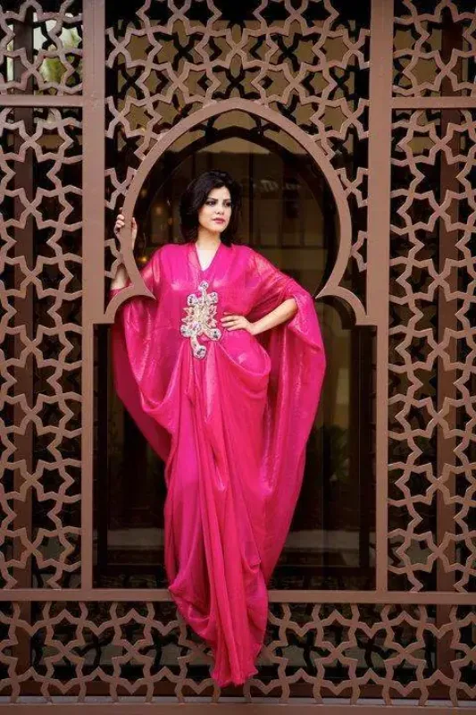 Picture of Multicolor Georgette Kaftan Dress for Women - Abstract Print Daily Occasion Style