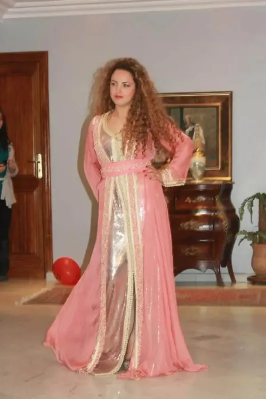 Picture of Multicolor Georgette Kaftan Dress for Women - Mirror Work Minimal Elegant Style