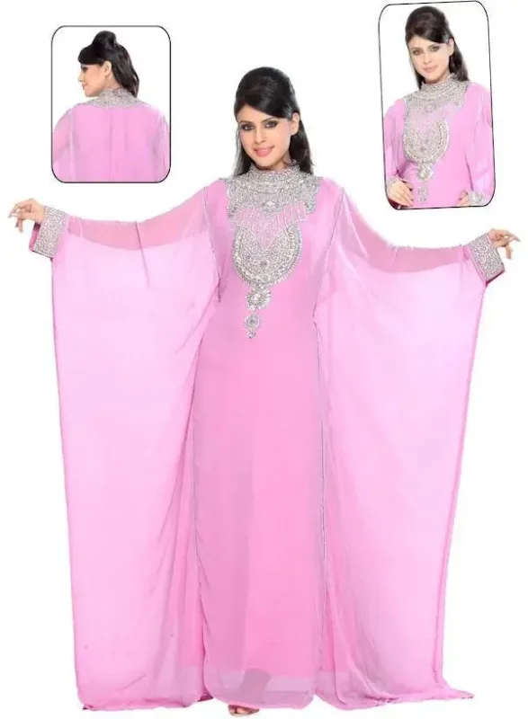 Picture of Multicolor Georgette Kaftan Dress for Women - Thread Work Travel Friendly Style
