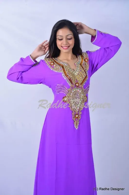 Picture of Radhe Designer White Georgette Kaftan Dress for Women - Y943