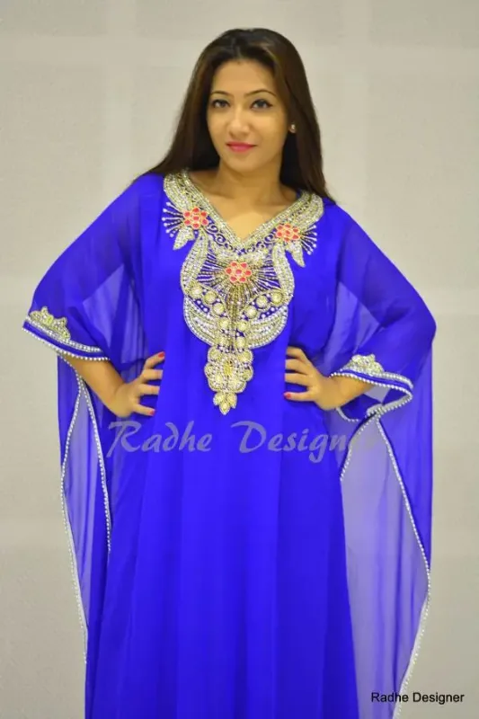 Picture of Multicolor Georgette Farasha Dress for Women - Draped Longline Flowing Style