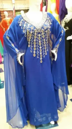 Picture of elegant blue printed high quality kaftan with large flo