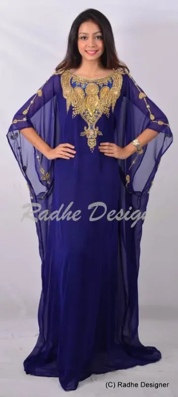 Picture of Radhe Designer White Georgette Kaftan Dress for Women - Y841