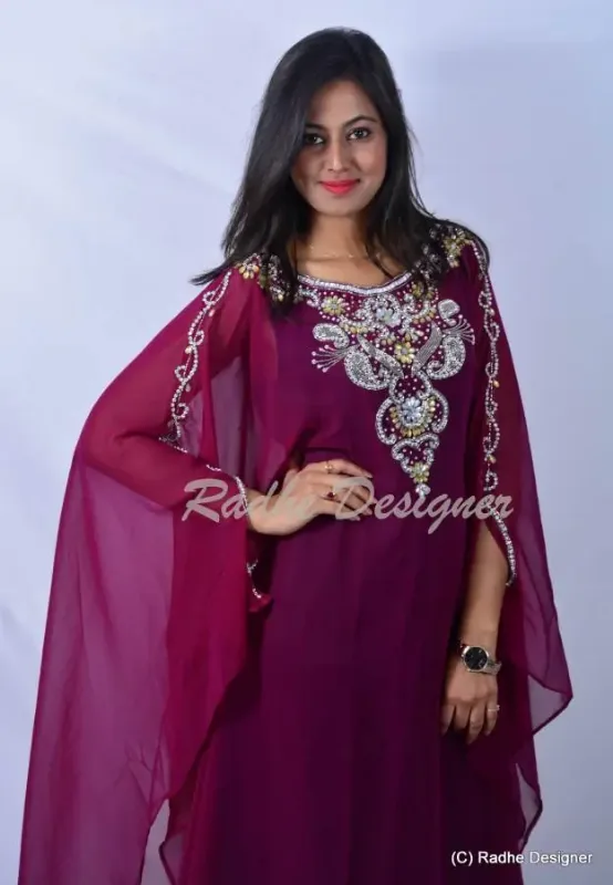 Picture of Radhe Designer Multicolor Georgette Kaftan Dress for Women - Y1083