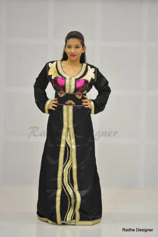 Picture of Radhe Designer Black Georgette Kaftan Dress for Women - Y560