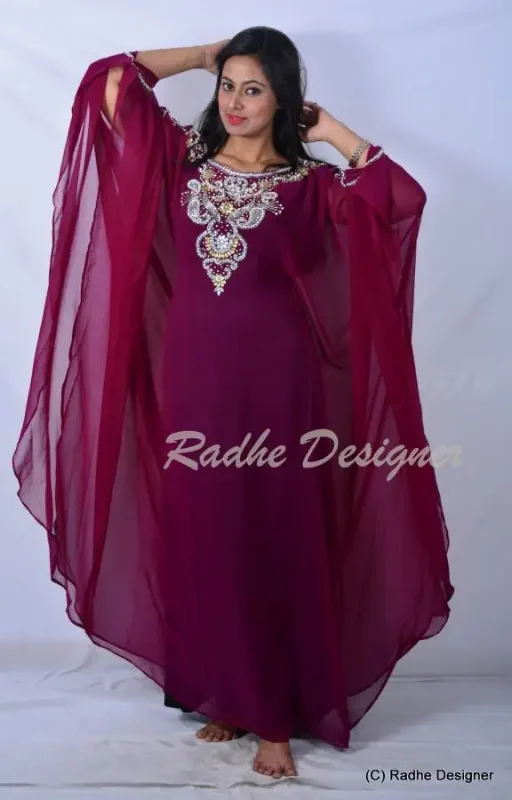 Picture of Radhe Designer Multicolor Georgette Kaftan Dress for Women - Y1082