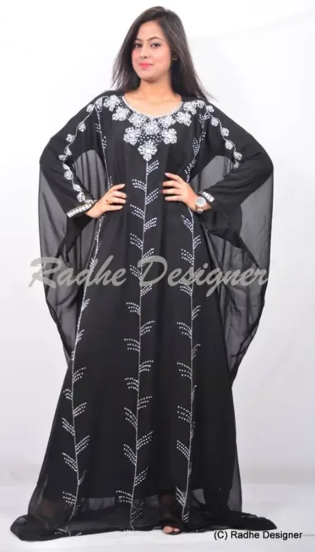 Picture of Radhe Designer White Georgette Kaftan Dress for Women - Y1158