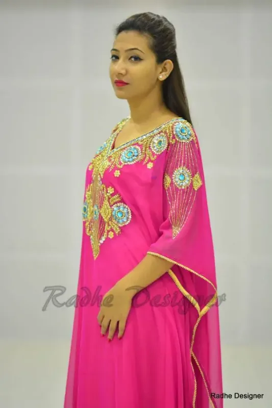 Picture of Radhe Designer Black Georgette Kaftan Dress for Women - Y526