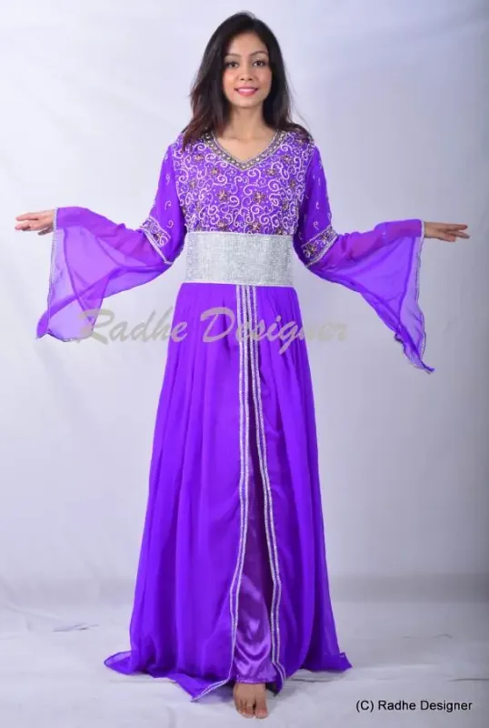 Picture of Radhe Designer White Georgette Kaftan Dress for Women - Y1045