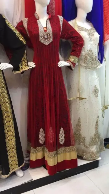 Picture of Radhe Designer Gold Chiffon Kaftan Dress for Women - F1826