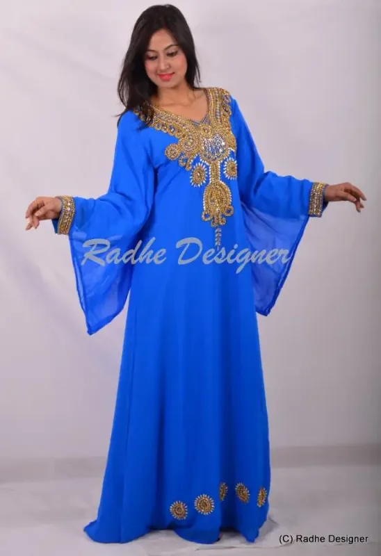 Picture of Radhe Designer White Georgette Kaftan Dress for Women - Y699